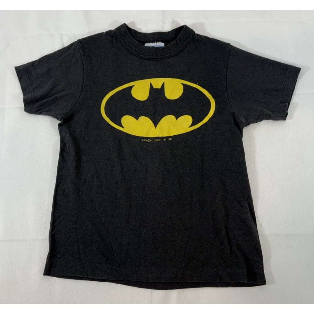 Vintage 1964 Batman DC Comics Youth Shirt Sz 7 Black Short Sleeve Single Stitch